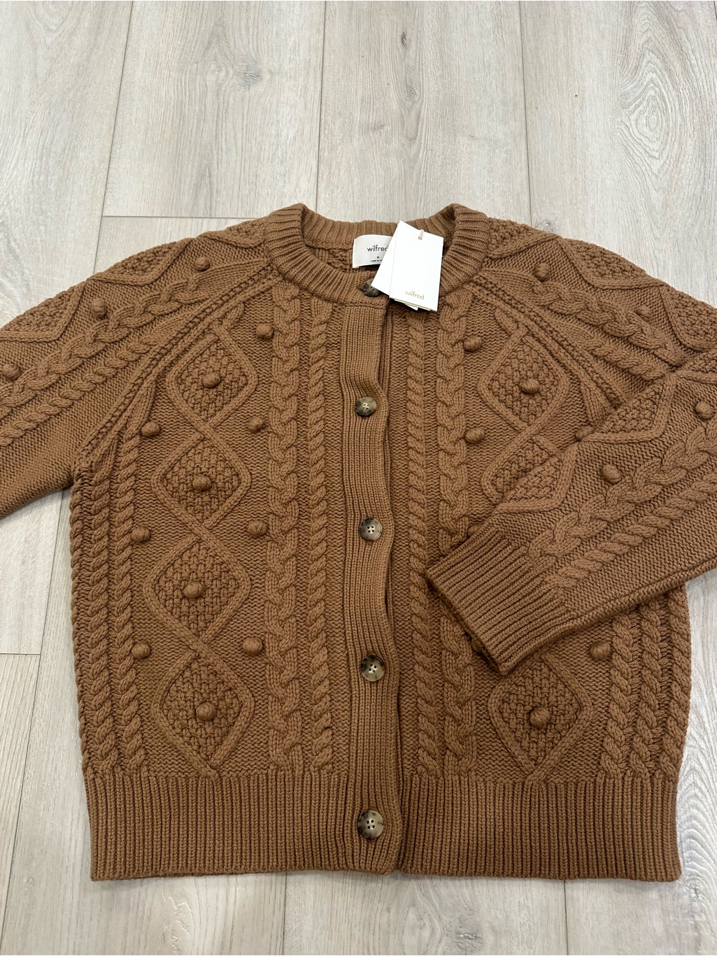Aritzia Wilfred Sprinkles Cardigan Saville Brown M Nwt $178
